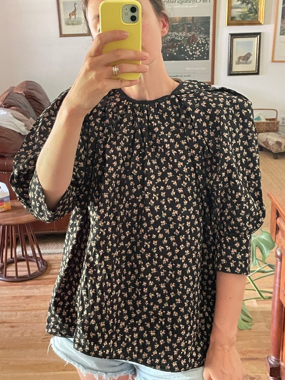 Tish Cox Black Cotton Floral Size Large